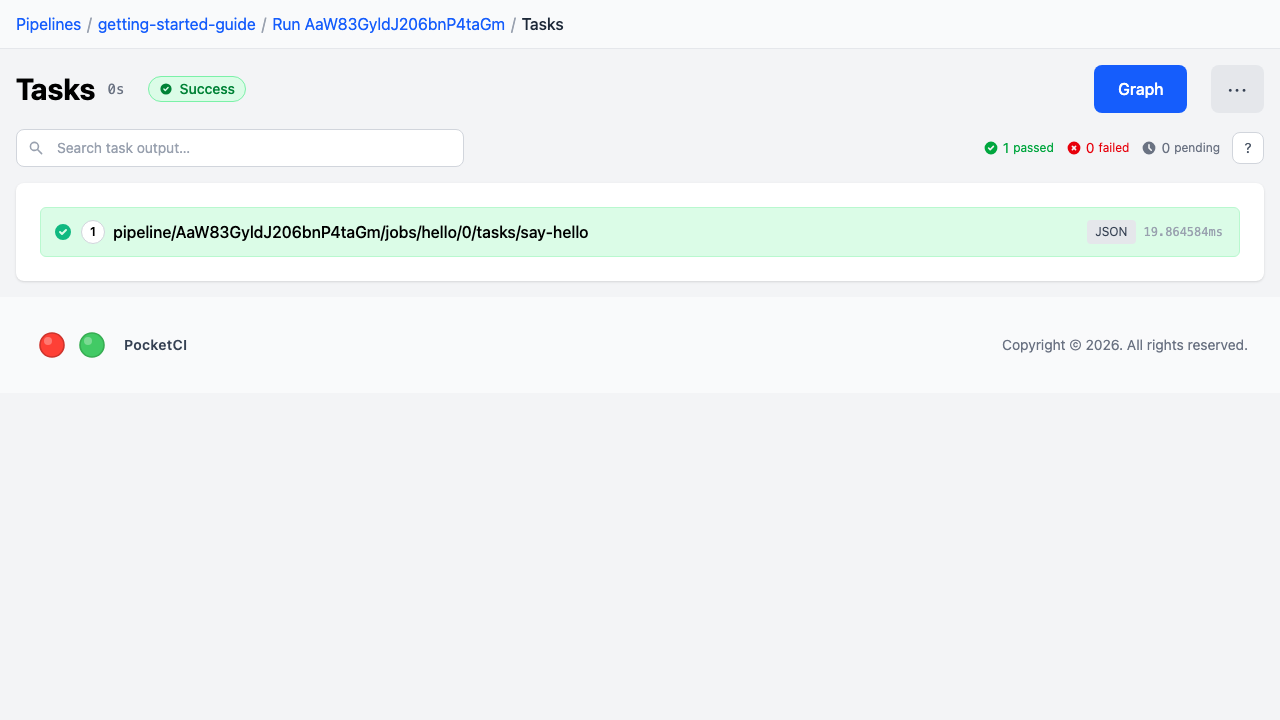 Triggered run showing completed tasks